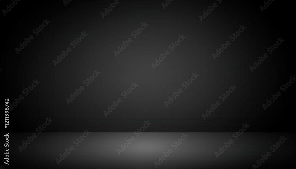 Poster minimalist dark studio background with subtle spotlight effect on textured floor for photography, gr