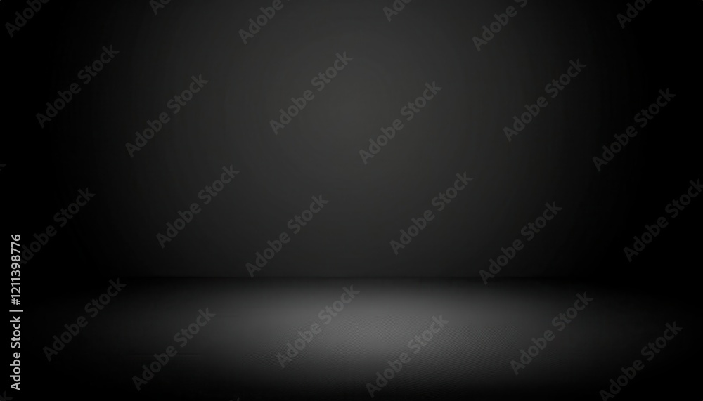 Poster minimalist dark studio background with subtle spotlight effect on textured floor for photography, gr