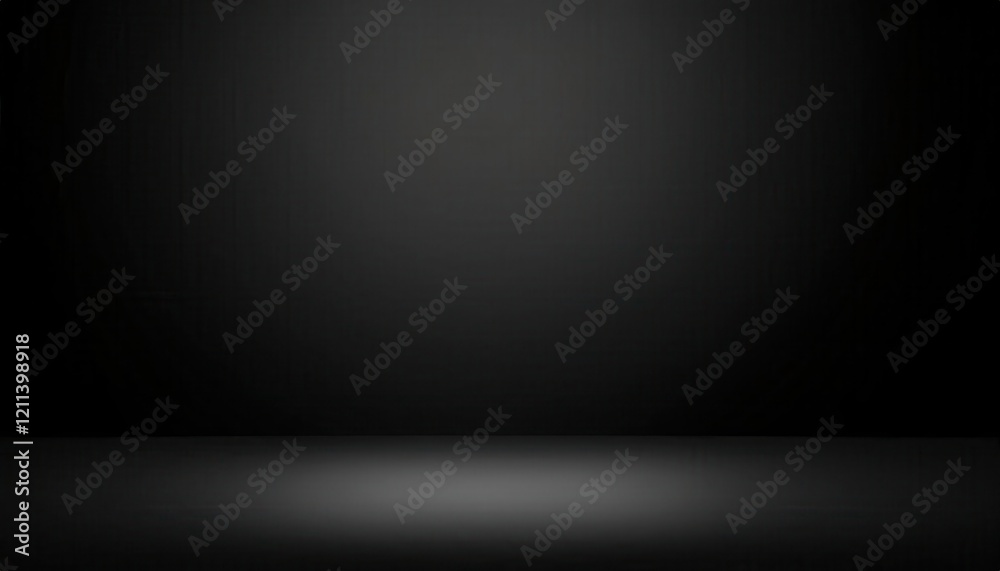 Poster minimalist dark studio background with subtle spotlight effect on textured floor for photography, gr