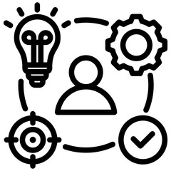 Performance Management Process Outline Icon