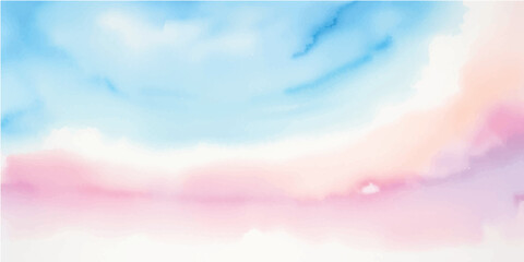 Light sky blue shades, watercolor background. Abstract soft brush painted white and blue watercolor background.