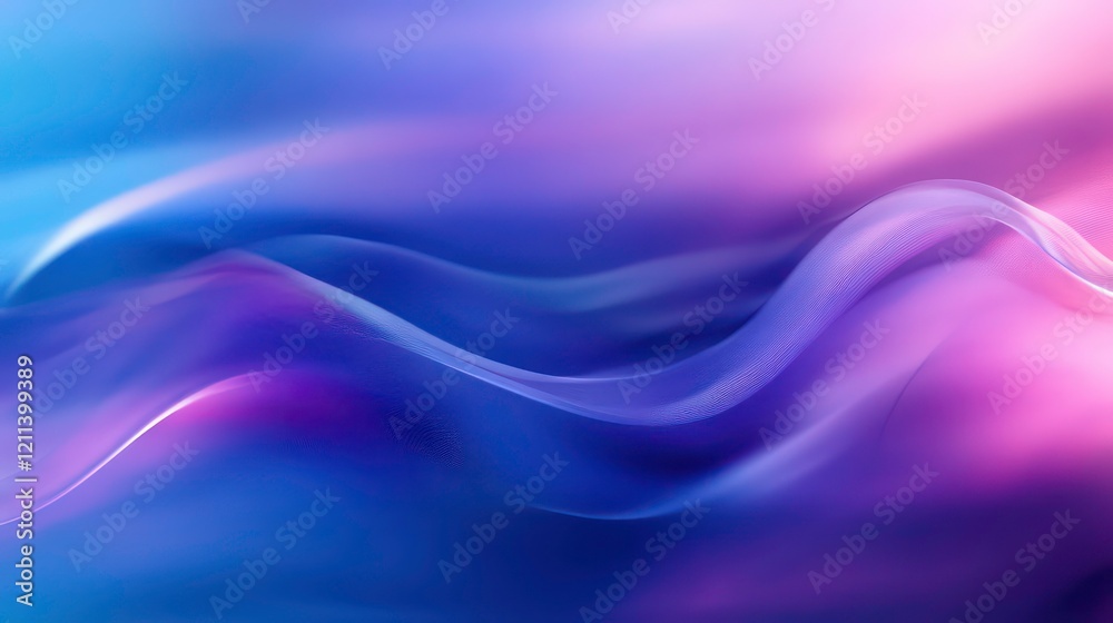 Poster abstract background with smooth flowing blue and pink waves.