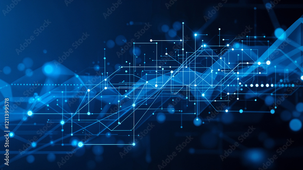 Poster abstract background with glowing circuits lines technology and digital world . generative ai