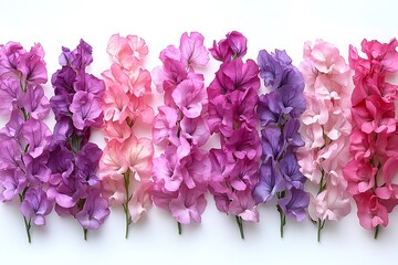 Sweet Pea Blossoms in a Gradient of Pink and Purple Hues