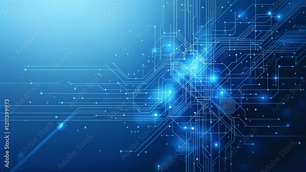 Poster abstract background with glowing circuits lines technology and digital world . generative ai