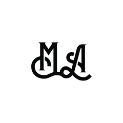 MA monogram logo design letter text name symbol monochrome logotype alphabet character simple logo