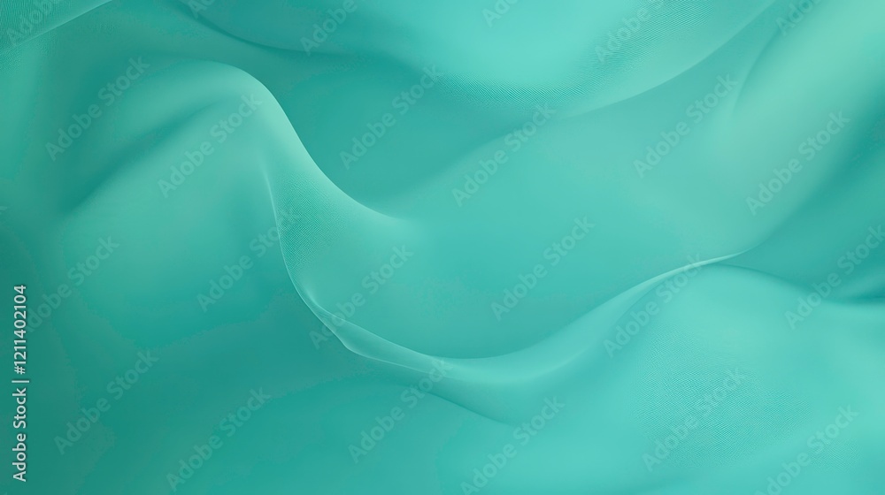 Poster Abstract teal fabric with soft waves and folds, smooth texture.