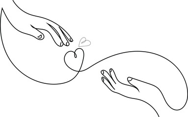 Holding Hands line drawing, Hands Couple Line Art Illustration Hands Holding Together vector illustration