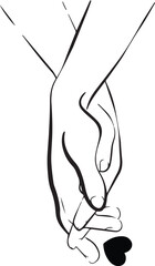 Holding Hands line drawing, Hands Couple Line Art Illustration Hands Holding Together vector illustration