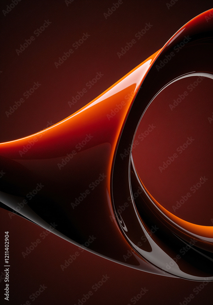 Poster abstract background with smooth 3d figures red black color . generative ai