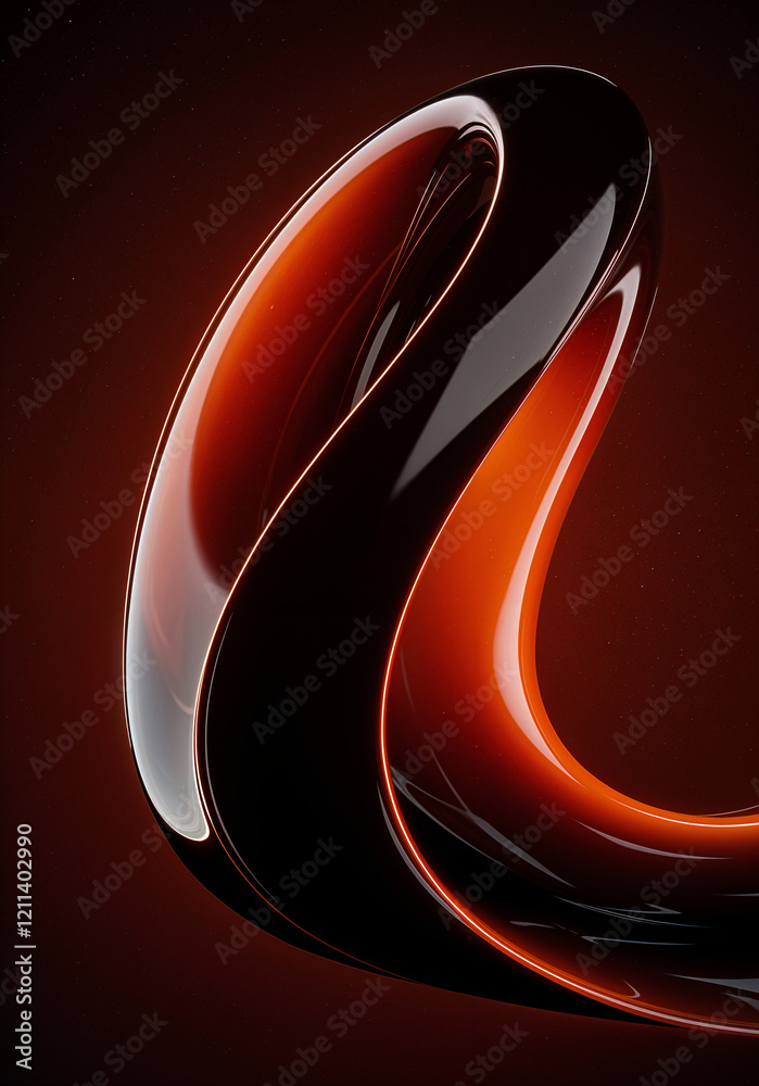 Poster abstract background with smooth 3d figures red black color . generative ai