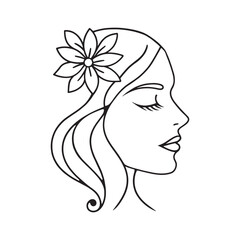 women face drawing art vector design. one line minimalistic women face line art design. girl face logo line art design vector