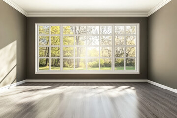 Obraz premium Bright and spacious room with large windows letting in natural light