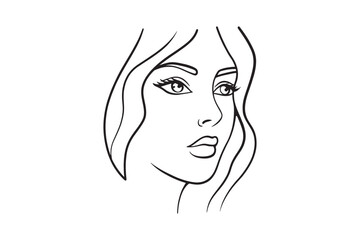 women face drawing art vector design. one line minimalistic women face line art design.