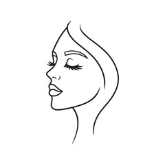 beauty women face line drawing art vector design isolated on white background. one line minimalistic women face line art design.