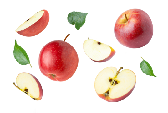 set of red apple isolated