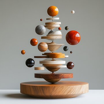 Kinetic sculpture with floating magnets, seemingly defying gravity, 8k 