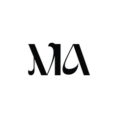 MA monogram logo design letter text name symbol monochrome logotype alphabet character simple logo