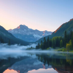 Obraz premium lake in the morning