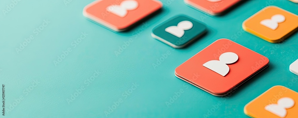 Aufkleber Online courses concept. Colorful user interface icons for social media and networking applications.