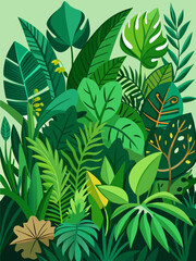 Lush green tropical plants 