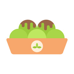 Matcha Mochi Icon Flat Design Style