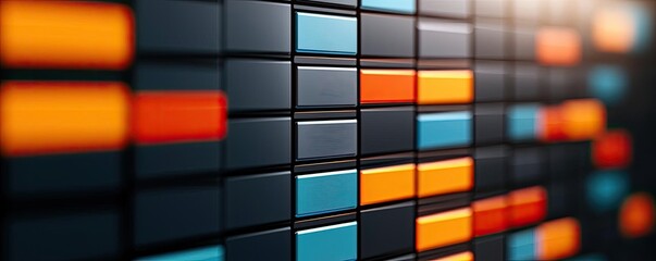 Online courses concept. Abstract digital equalizer with colorful bars representing audio levels and sound dynamics.