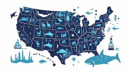 Detailed American Central Map Vector Illustration Design