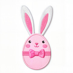 Obraz premium Pink bunny-shaped egg design with bow