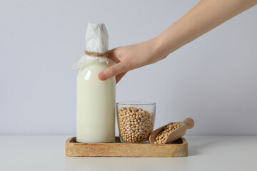 Soy and milk, concept of healthy food and drink