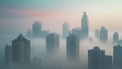 Naklejka premium Fog in cities