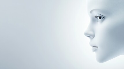 Serene woman portrait, closeup beauty and skincare image on white background 
