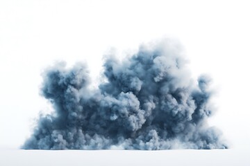 Dramatic Light Blue Smoke Clouds Against a White Background
