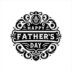 Elegant ornate Happy Father's Day graphic design with decorative borders and floral elements