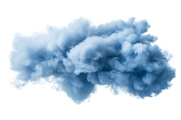 Dramatic Light Blue Smoke Clouds Against a White Background