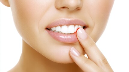 Obraz premium Radiant white tooth and bold red ring, closeup of dental perfection striking style