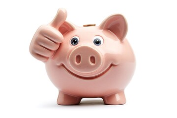 Obraz premium Happy Piggy Bank Giving a Thumbs Up with Savings