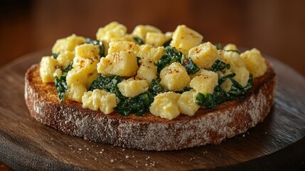 Delicious Scrambled Eggs with Spinach on Toast