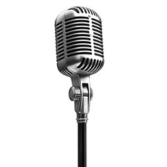 Fototapeta premium Retro-style microphone, music, singing, performance, vintage, clipart, white background, high quality 