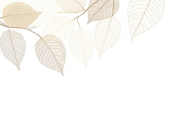 Fototapeta premium Elegant Gold and Cream Watercolor Leaves Border