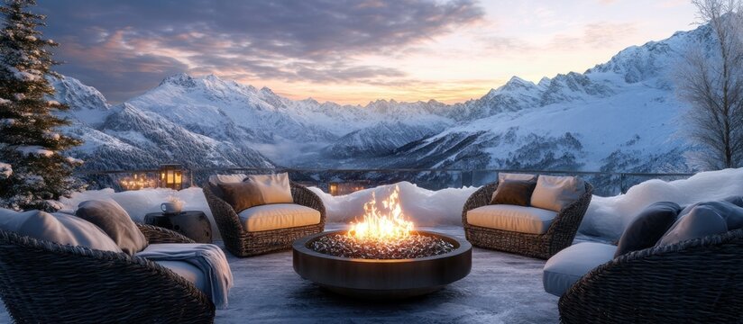 Serene Winter Mountain Getaway: Cozy Fireside Relaxation