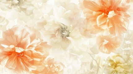 Soft floral pattern with pastel orange and cream flowers