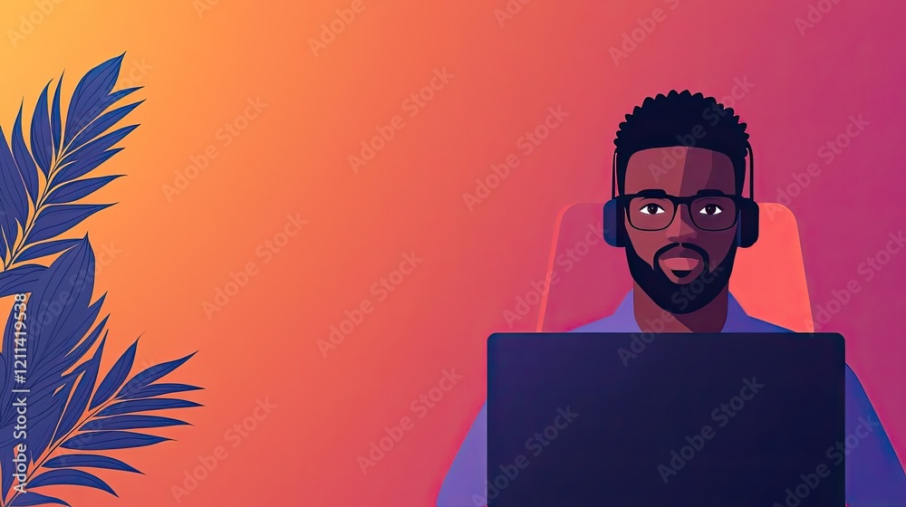 Aufkleber web based training online idea. a focused individual working on a laptop in a modern, vibrant worksp