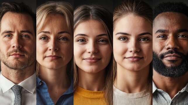 Diverse group of professionals in business attire showing unity and teamwork. Perfect for workplace diversity, inclusion initiatives, or corporate culture materials.