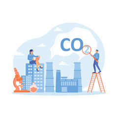 Obraz premium Green industry with smokestacks and carbon reduction.