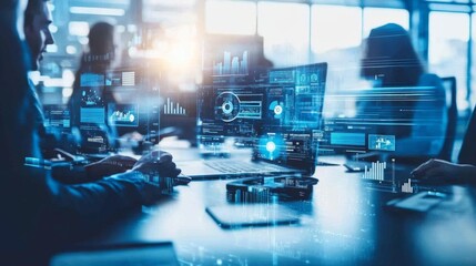 Person Analyzing Data on Laptop in Modern Office Environment