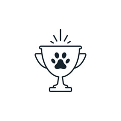 Pet winner cup icon. Vector isolated line award symbol