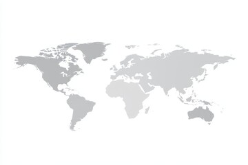 Fototapeta premium World map vector, isolated on white background. Flat Earth, gray map template for web site pattern, anual report, inphographics. Globe similar worldmap icon. Travel worldwide, map silhouette backdrop.