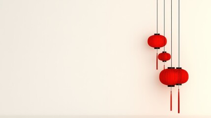 Chinese New Year Geometric Background with Firework Lantern - Editable Vector Illustration for Vertical Design