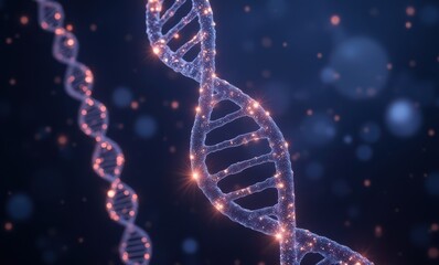 Close-up of illuminated DNA strands
